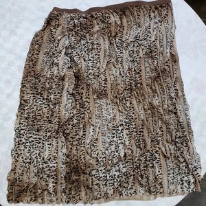 Leopard Print Eyelash Ruffles Skirt w Lining 2X